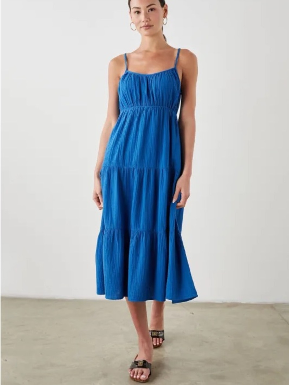 Rails Cobalt Blue Tiered Midi Dress with Spaghetti Straps